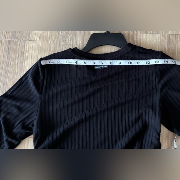 90s Calvin Klein Top Black Ribbed Knit Womens M Minimalist Capsule Office CBK - Picture 10 of 11